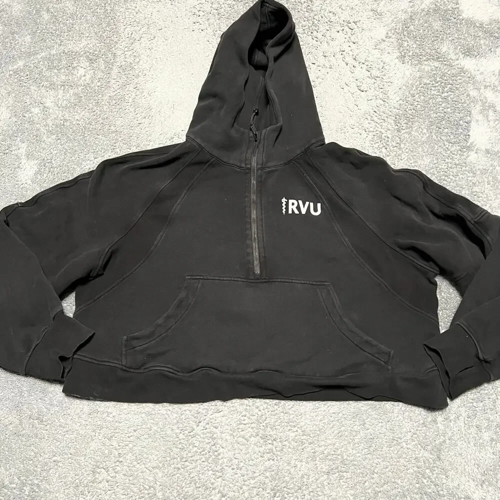 Lululemon Scuba Oversized 1/2 Zip Hoodie Womens XL XXL Black Cropped RVU